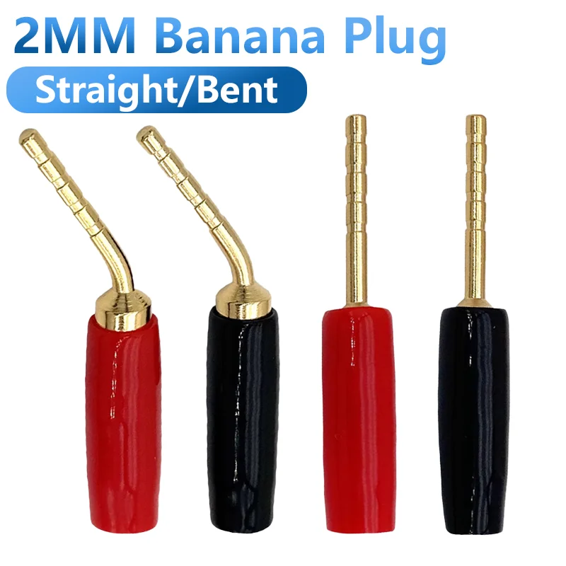 2mm Banana Wire Cable Bend Pin Plug Connector Banana Screw Sock Speaker Audio Plug Adapter