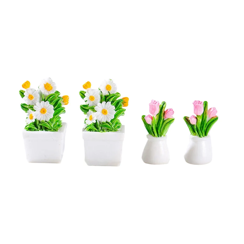 1PC Simulation Potted Plants New Dollhouse Mini Flowerpot Potted For Green Plant In Pot Doll House Furniture Home Decor