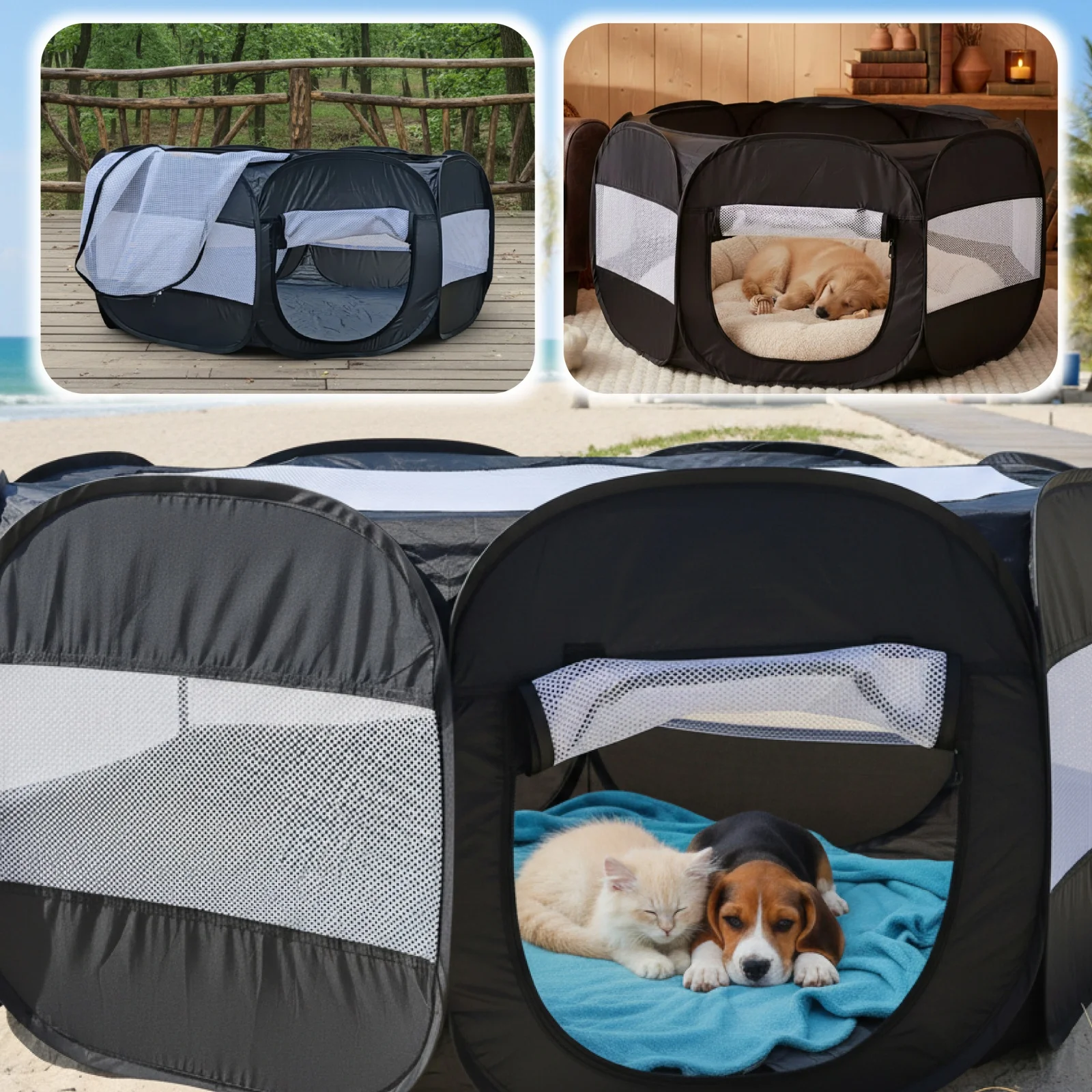 

Складной переносной манеж для мелких животных с крышкой для цыплят, щенков, котят и других мелких питомцев, для использования в помещении/на улице