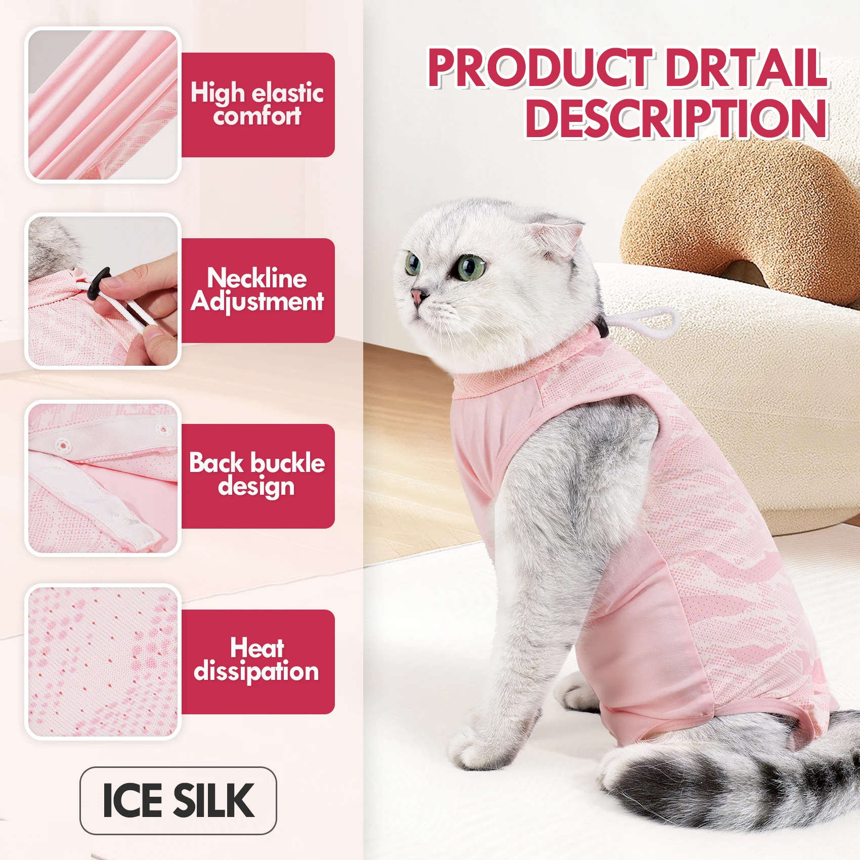 Combinaison de protection pour chat après opération chirurgicale_voghion.com