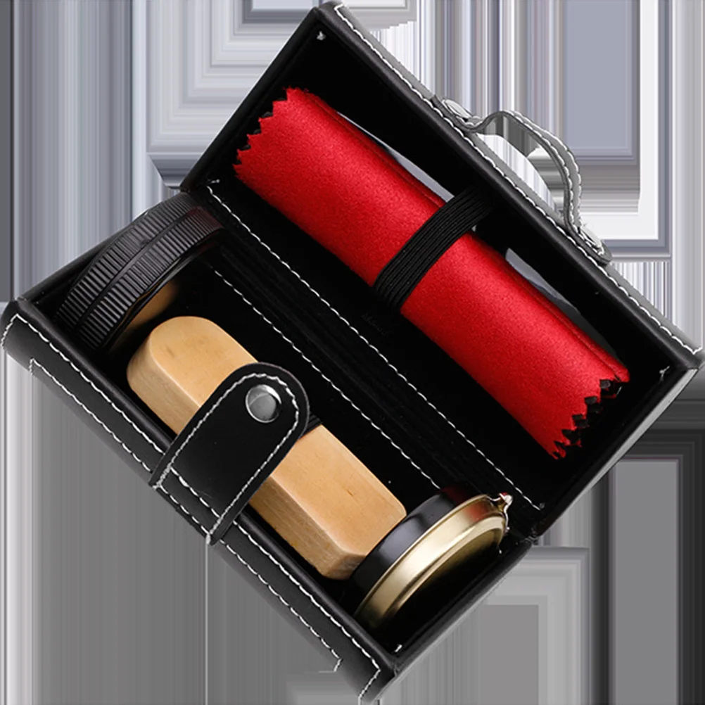 

1Set Care Kit Portable Compact Shoe Cleaning Kit with Polish Brush Cloth for Travel Shoes Polish Set