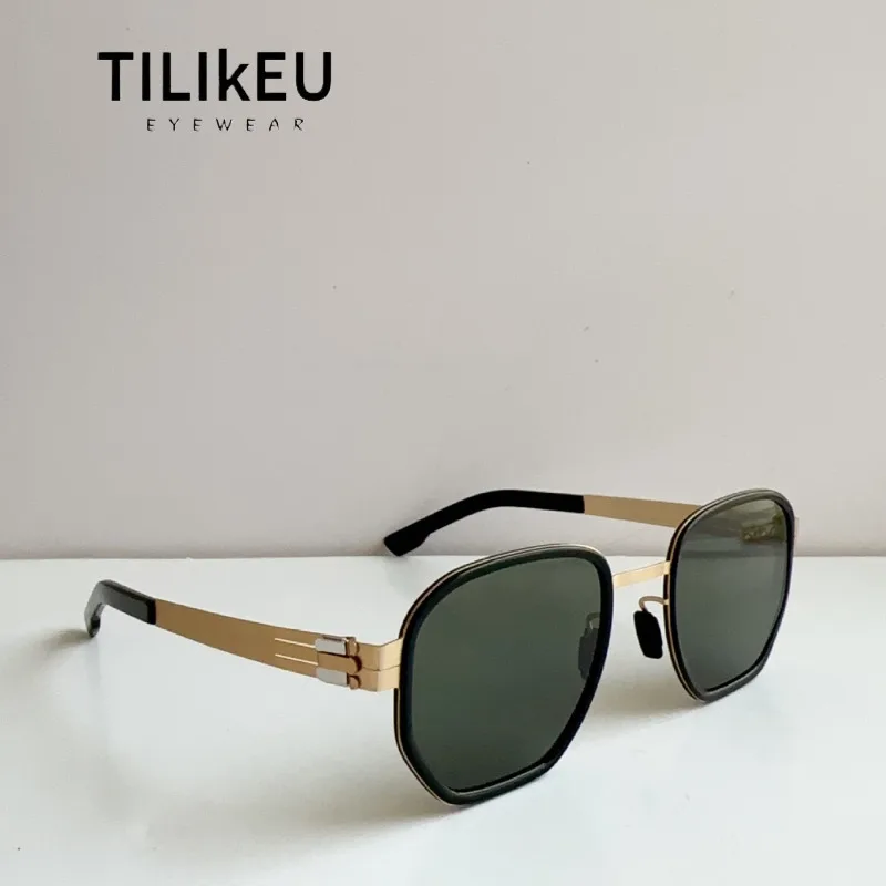 

2025 New Ultra-light Screwless Anti-UV Sunglasses for Men Classic Square Screwless Solderless Designer Personality Sun Glasses