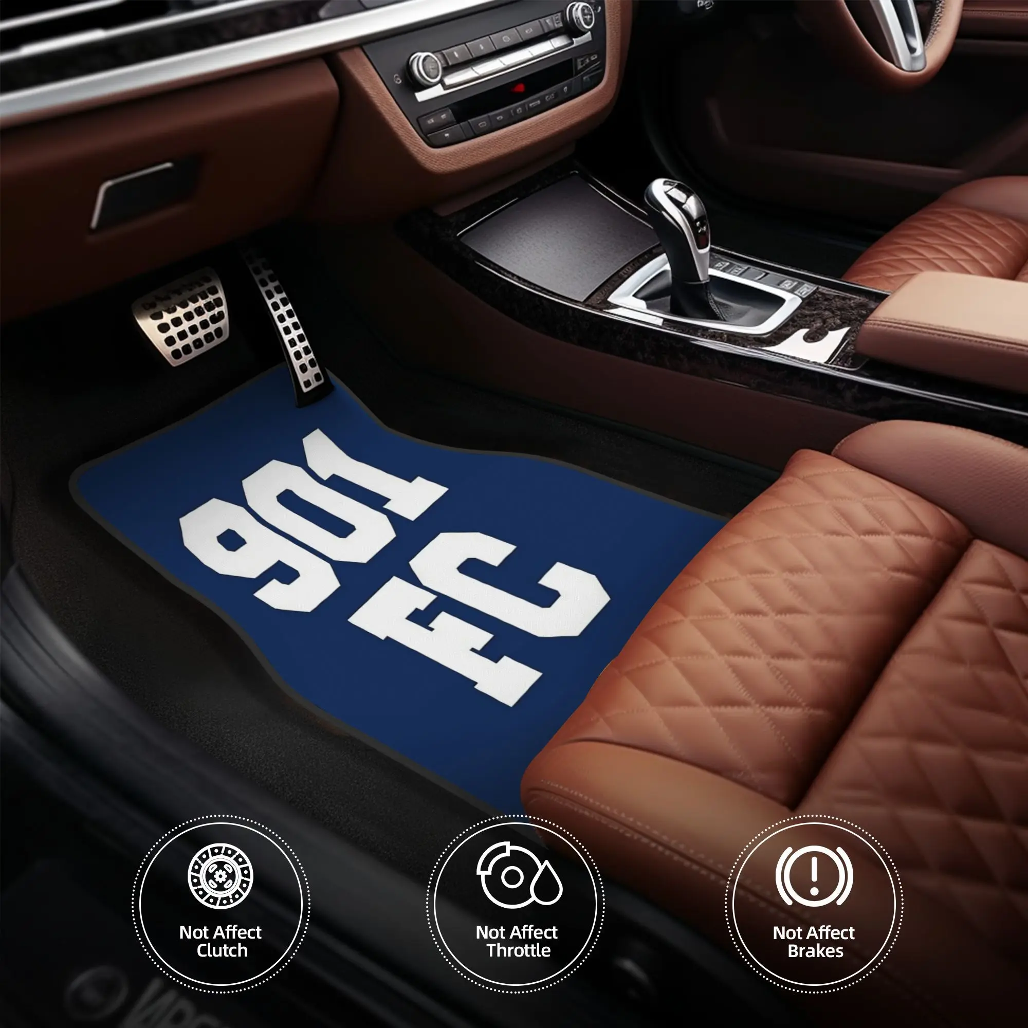 4pcs 901 FC Block Letters Car Floor Mats - Durable Polyester Fiber, Fit For Cars, Playful Design, Ideal Gift, Vehicle Interior M
