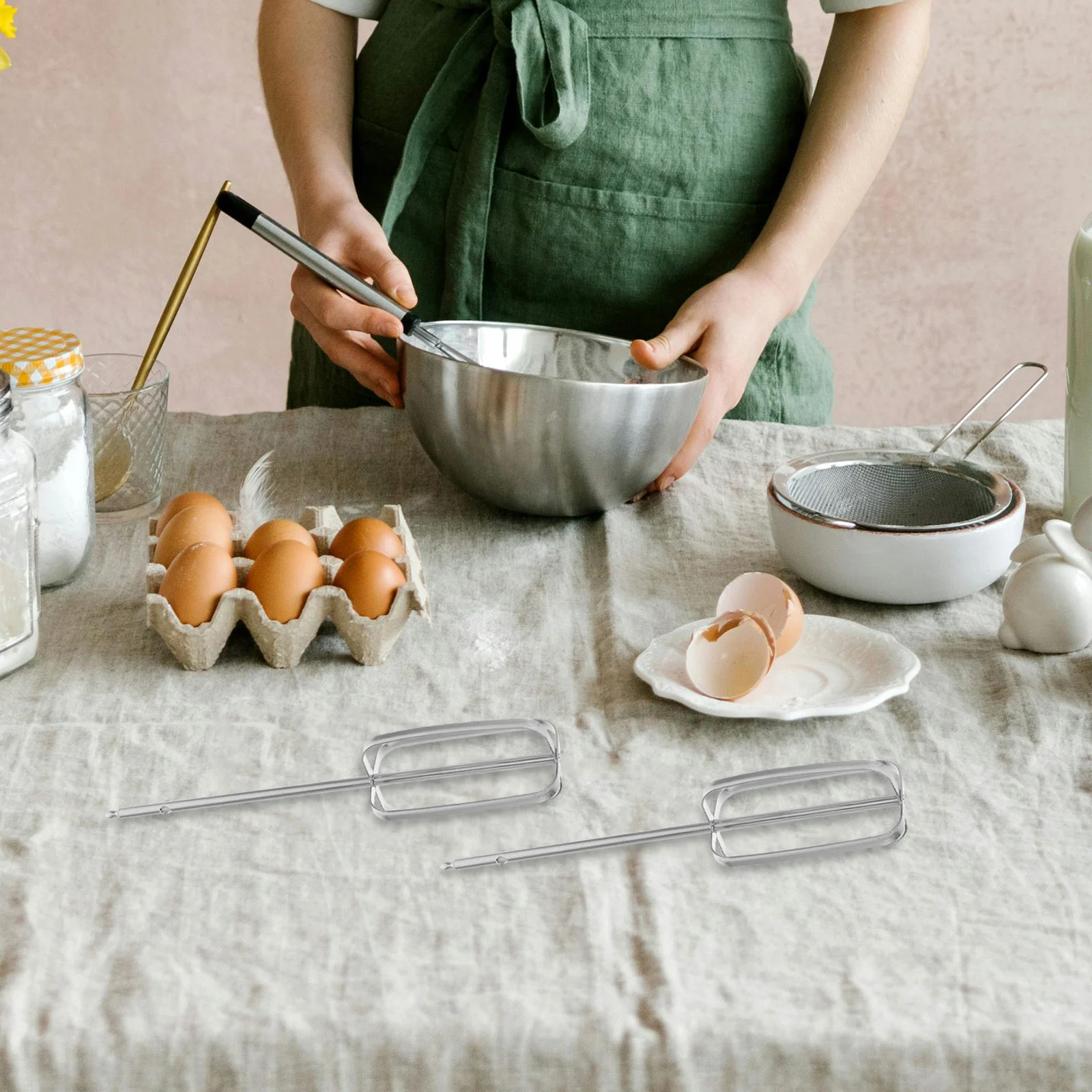 

2 pcs Stainless Steel Electric Egg Beater Attachments Universal Whisk Mixers For Drills 4 Blade Dough Mixer Tools Kitchen Baking