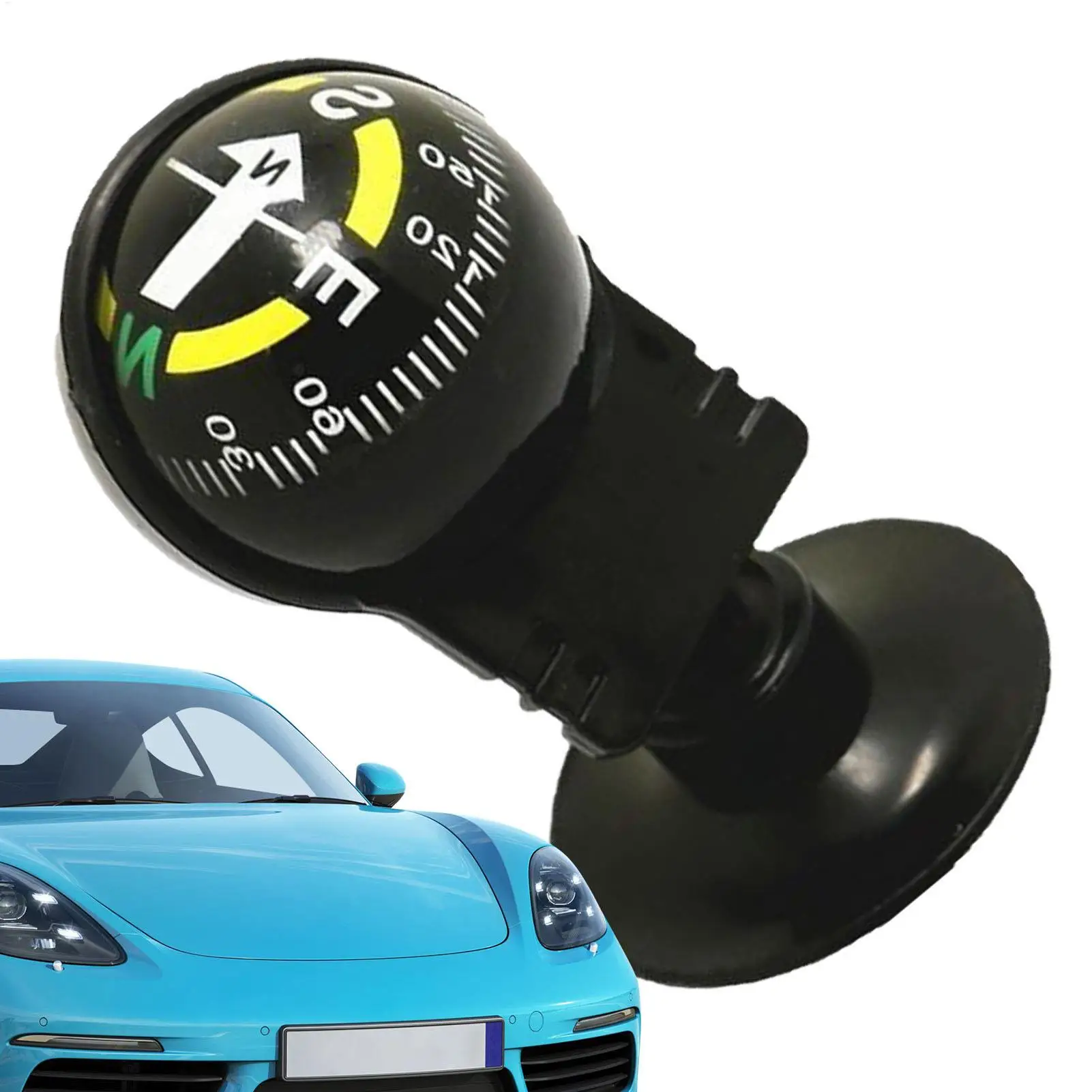 Portable Outdoor Hiking Car Compass Navigation Dashboard Ball Shaped Compass for Boat Vehicle Cycling Direction Pointing Guide