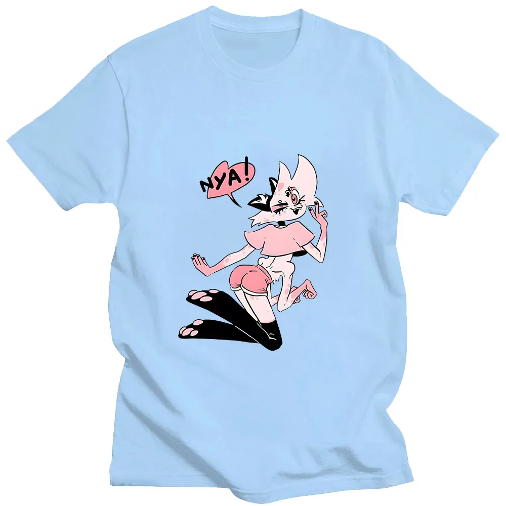 Angel Dust T Shirt Cartoon Print Anime Unisex Tee-Shirt Short Sleeve Kawaii Casual Tshirt Ropa Mujer Comfortable Soft Clothing