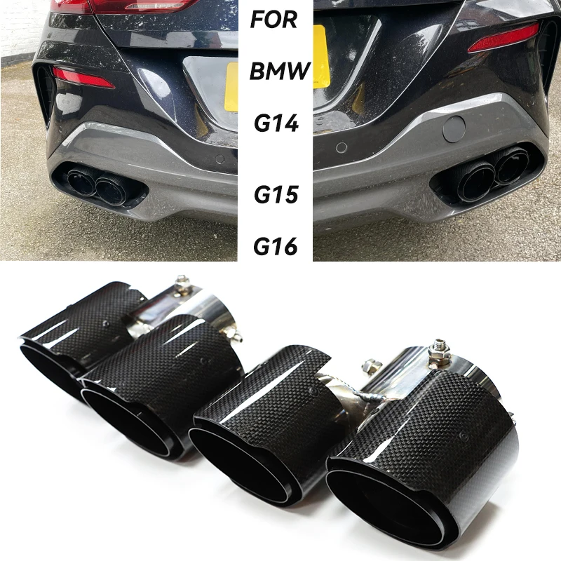 

Quad Carbon Fiber Exhaust Tip For BMW 840i G14 G15 G16 Stainless Steel Black Muffler Tip Exhaust System Nozzle