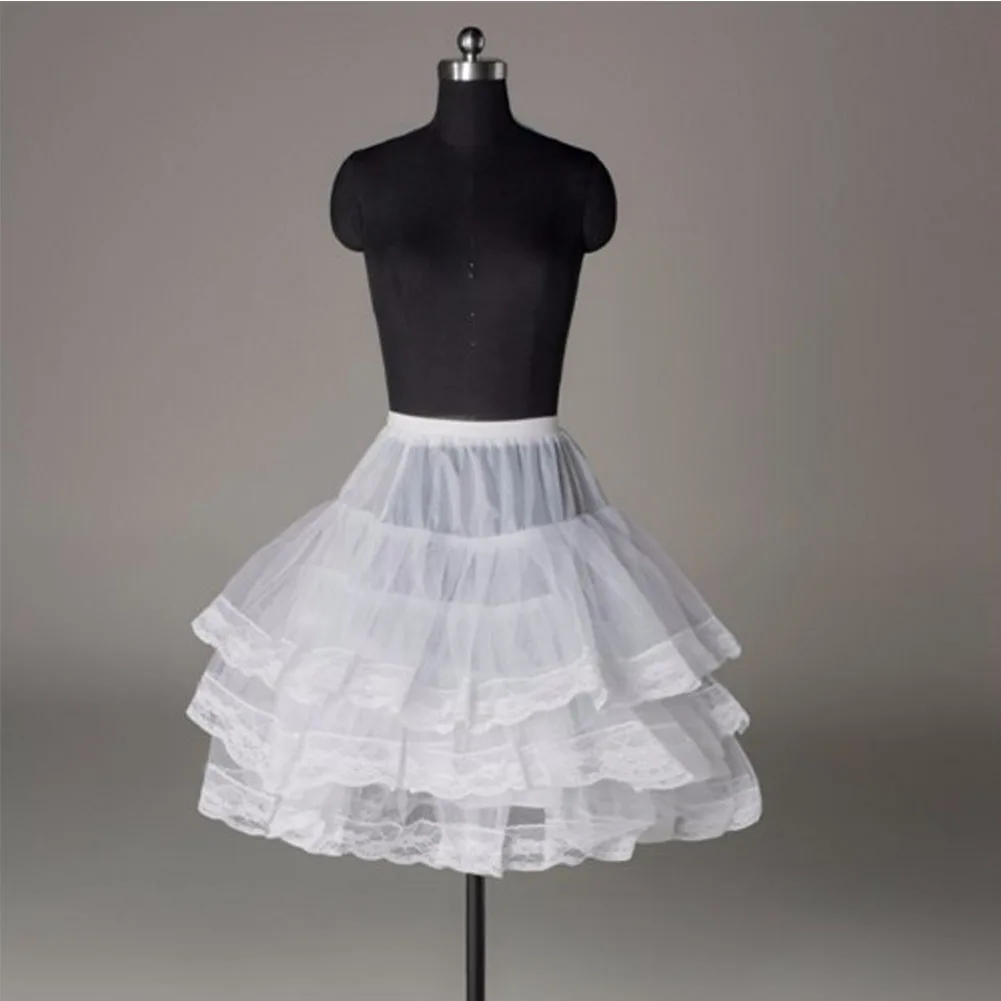 Anágua curta com borda de renda para vestido de casamento de baile feminino uma linha underskirt nupcial crinoline jupon anágua