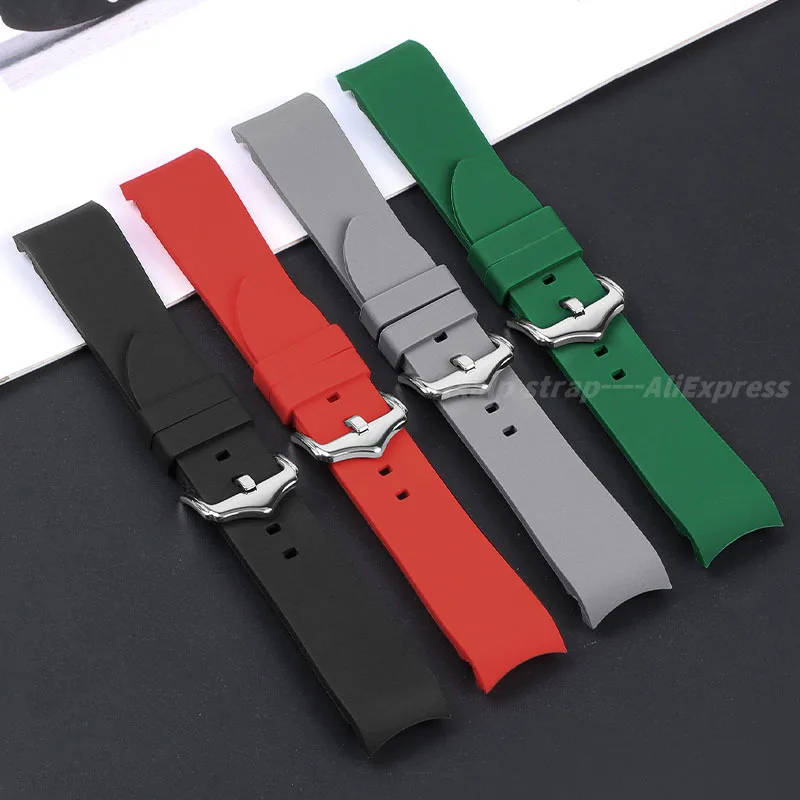 18mm 19mm 20mm 21mm 22mm 24mm Curved Silicone Watch Strap for Rolex for Omega Watchband Women Men Waterproof Sport Bracelet