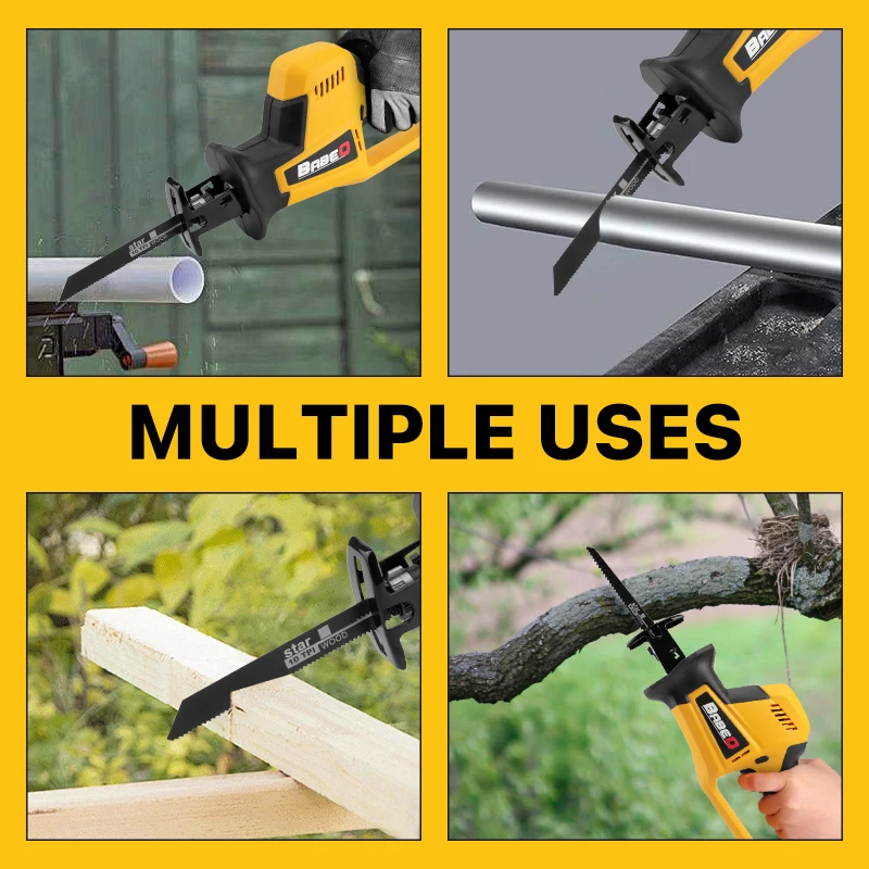 BABEQ Brushless Reciprocating Saw Multifunction Sabersaw Cordless Electric Saw Metal Wood PVC Cutting Tool For Makita 18VBattery