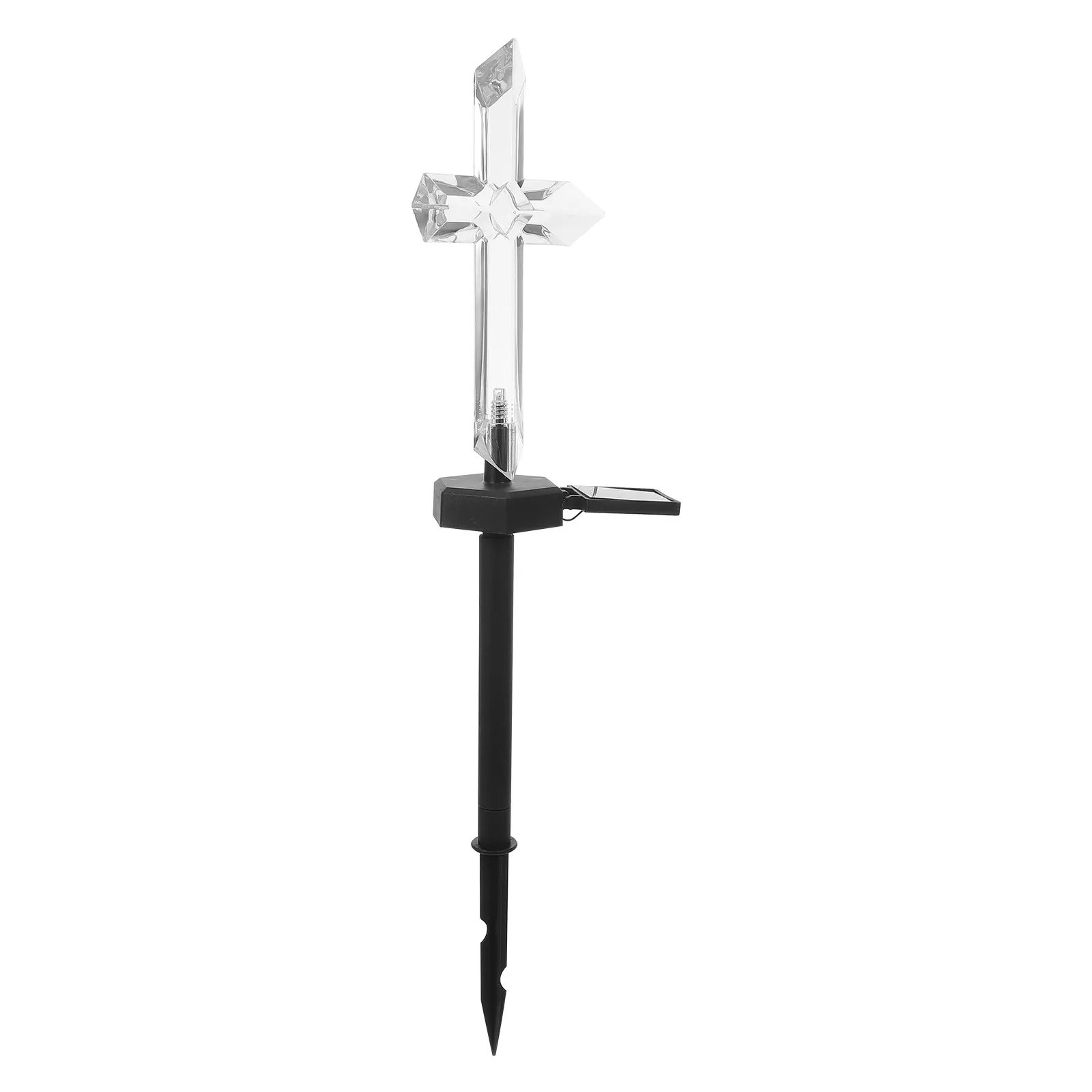 

Cemetery Lamp Cross for Grave Memorial Light Candles Lights Garden Stake Solar Decorations