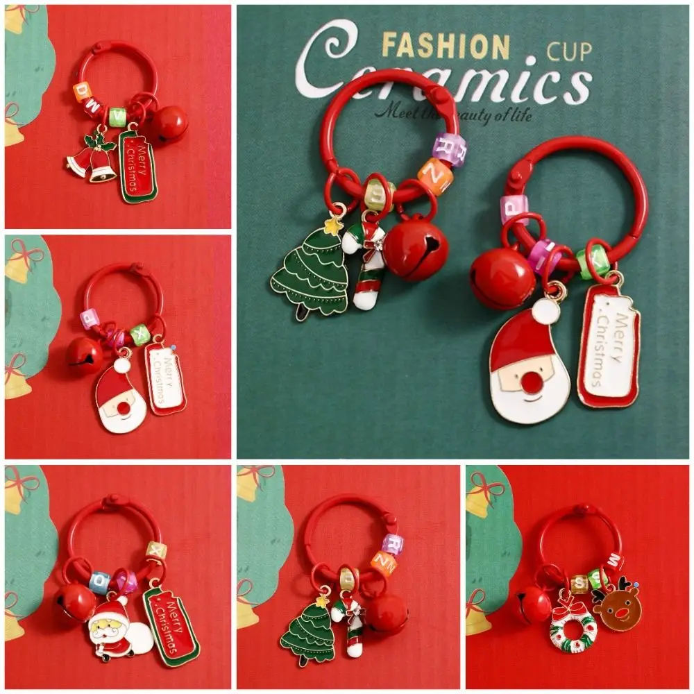 Criativo veado chaveiro casal saco charme dos desenhos animados etiqueta de natal pingente árvore de natal sants noel chaveiro Н®вый Г®д
