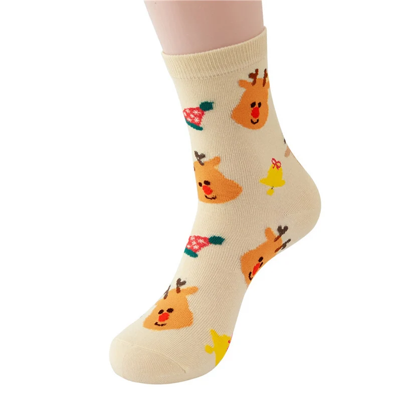 4 pairs of Christmas socks for men and women, cute cartoon ins trendy long socks