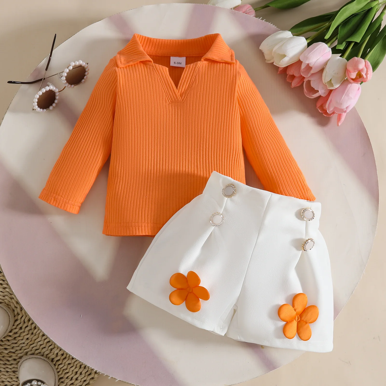 

Baby Girls Clothes Long Sleeve Top + Shorts Set Fall/Winter Short Pants Outfit For Girls Party Children Clothing For 6M-3 Years