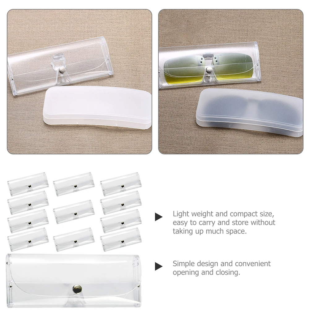 

12pcs Transparent Hard Shell Glasses Storage Box Eyewear Cases Slim Organizer Reading Sunglasses Protective Travel Accessories