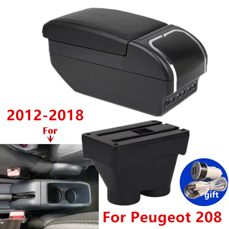 

For Peugeot 208 Armrest Box For Peugeot 208 2012-2018 Car Armrest box Storage Box Interior Dedicated Retrofit Car Accessories