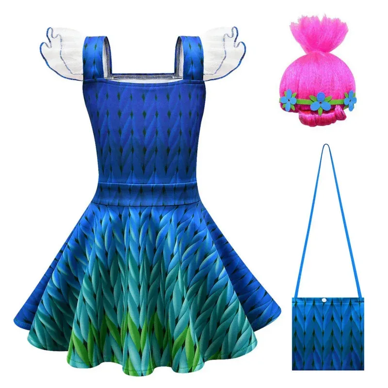 Костюм принцессы для девочек A Litter Of Bears 3, детские праздничные платья для косплея троллей с маком, Vestido Fan, новинка 2023 года