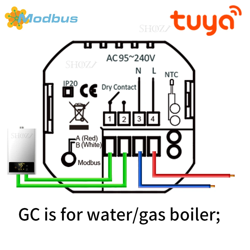 Tuya Zigbee MQTT & Wifi & Modbus RS485 Slimme Knop Thermostaat Gas Boiler Elektrische Verwarming Temperatuurregelaar LED Display