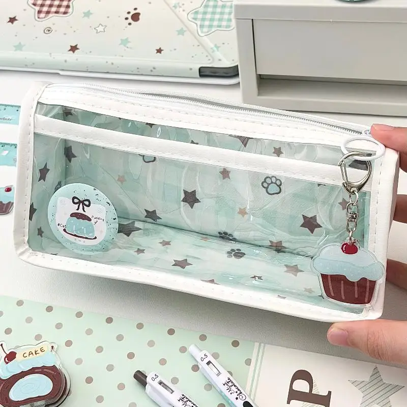 Neues transparentes Federmäppchen „Cloud Diary Star“ mit großem Fassungsvermögen, Reißverschluss-Stifttasche für Schüler, Schulsachen, Make-up-Aufbewahrung – Detail 4