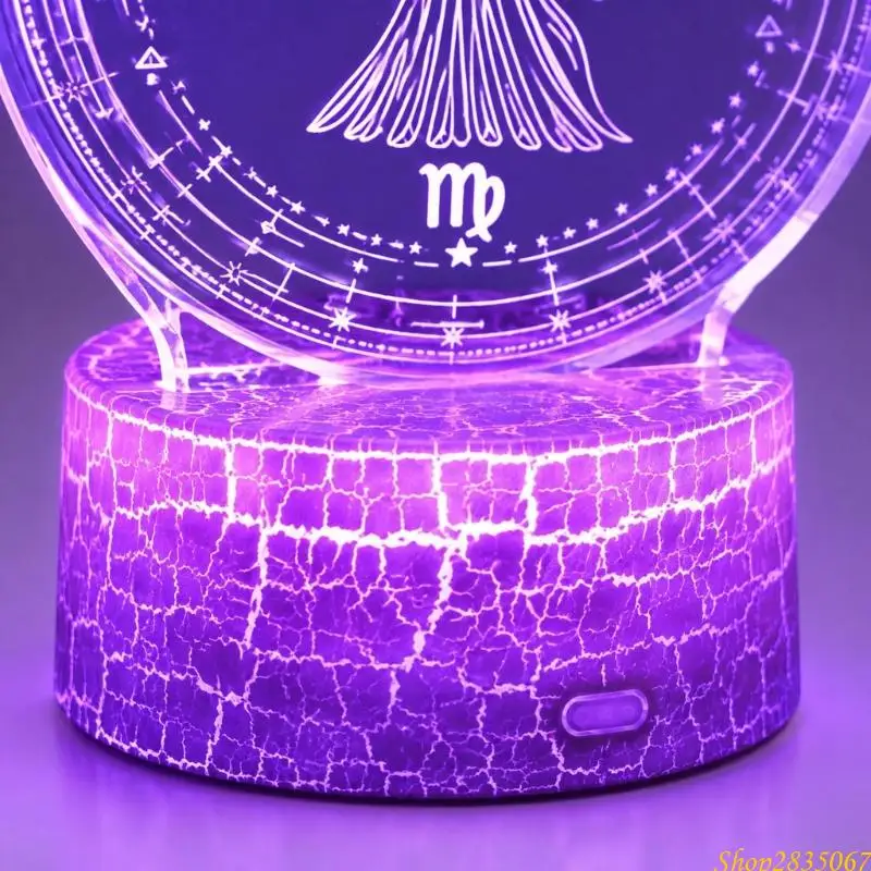 Multicolor Zodiacal Sign Night Lamp with Etched Acrylic Light Panel for Kids 831F
