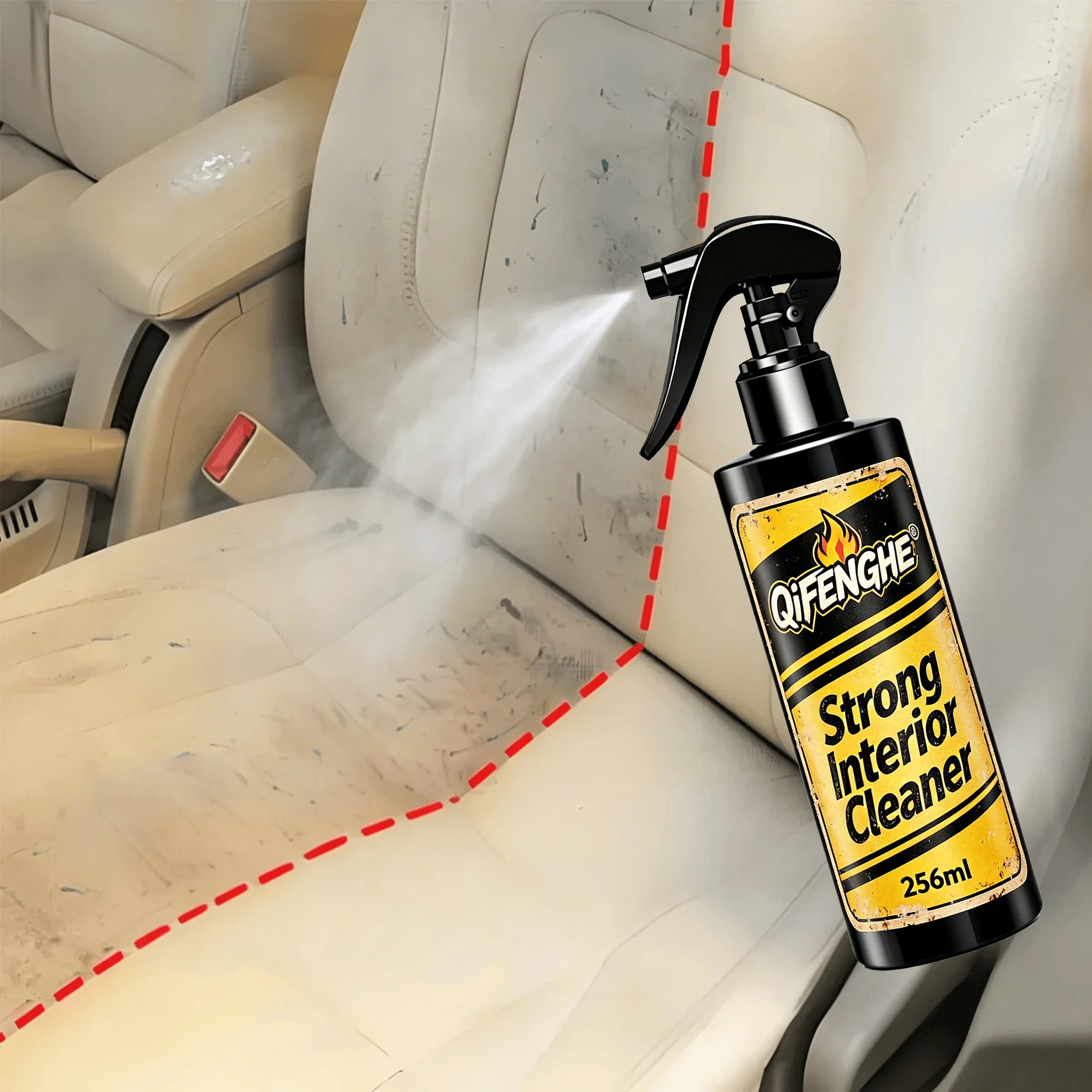 Car Interior Cleaner Agent Ceiling Cleaner Leather Flannel Woven Fabric Water Free Multipurpose Auto Dash Cleaning Tool 256ml