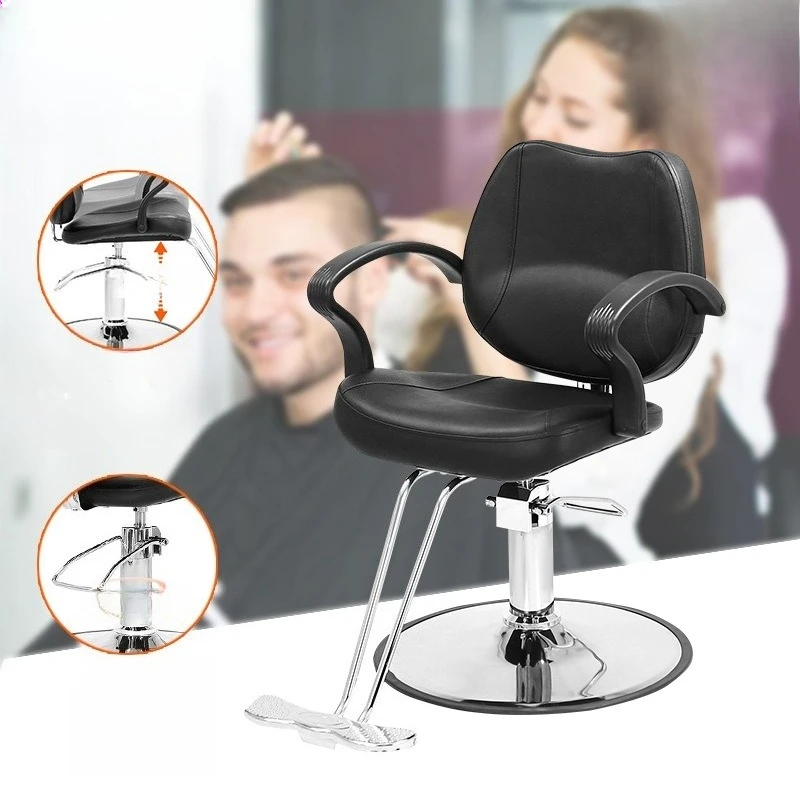 Sedia per taglio di capelli Sedia da parrucchiere per donna Sedia a pedali nera Mobili per parrucchiere