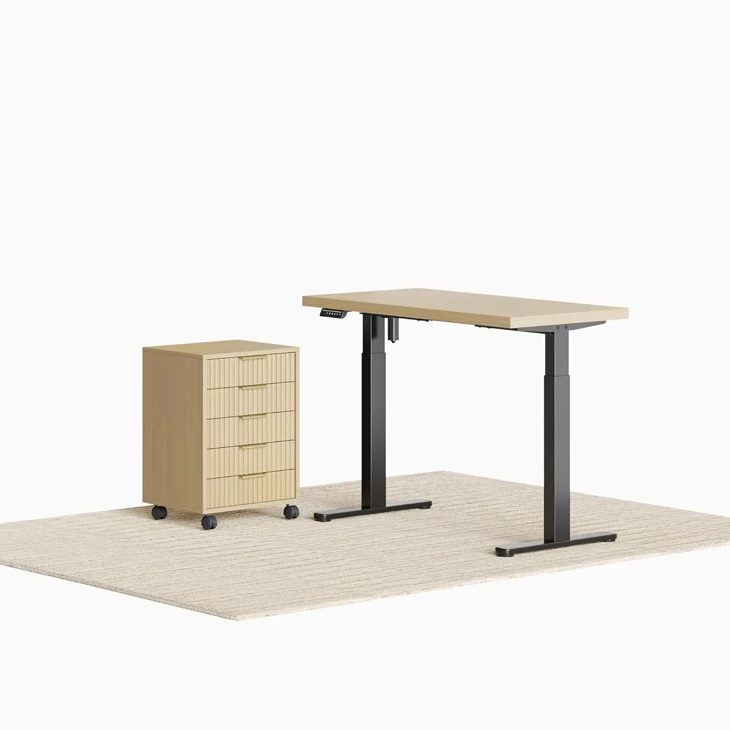 

Комплект мебели для домашнего офиса, электрический регулируемый по высоте стол 48 x 24 дюйма с тумбой на 5 ящиков, цельная столешница толщиной 1,18 дюйма, на заказ