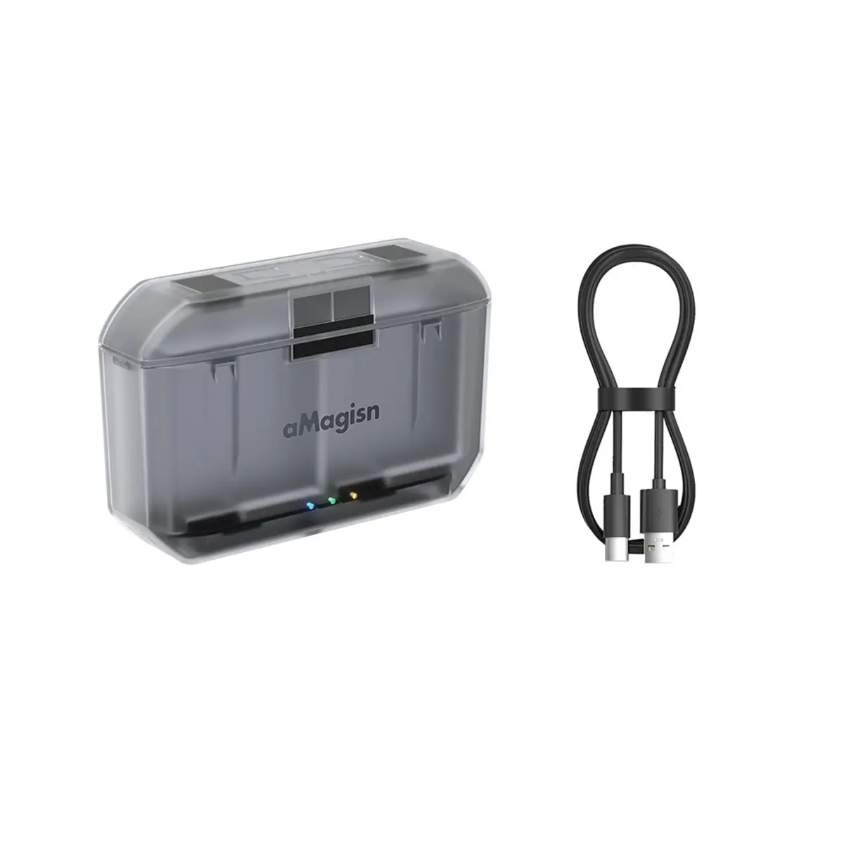 A72Z  Charging Box for DJl Action 5 Pro/4/3 / 360 Charge Hub 2-Slot Charging Case with Misro SD Card Slot