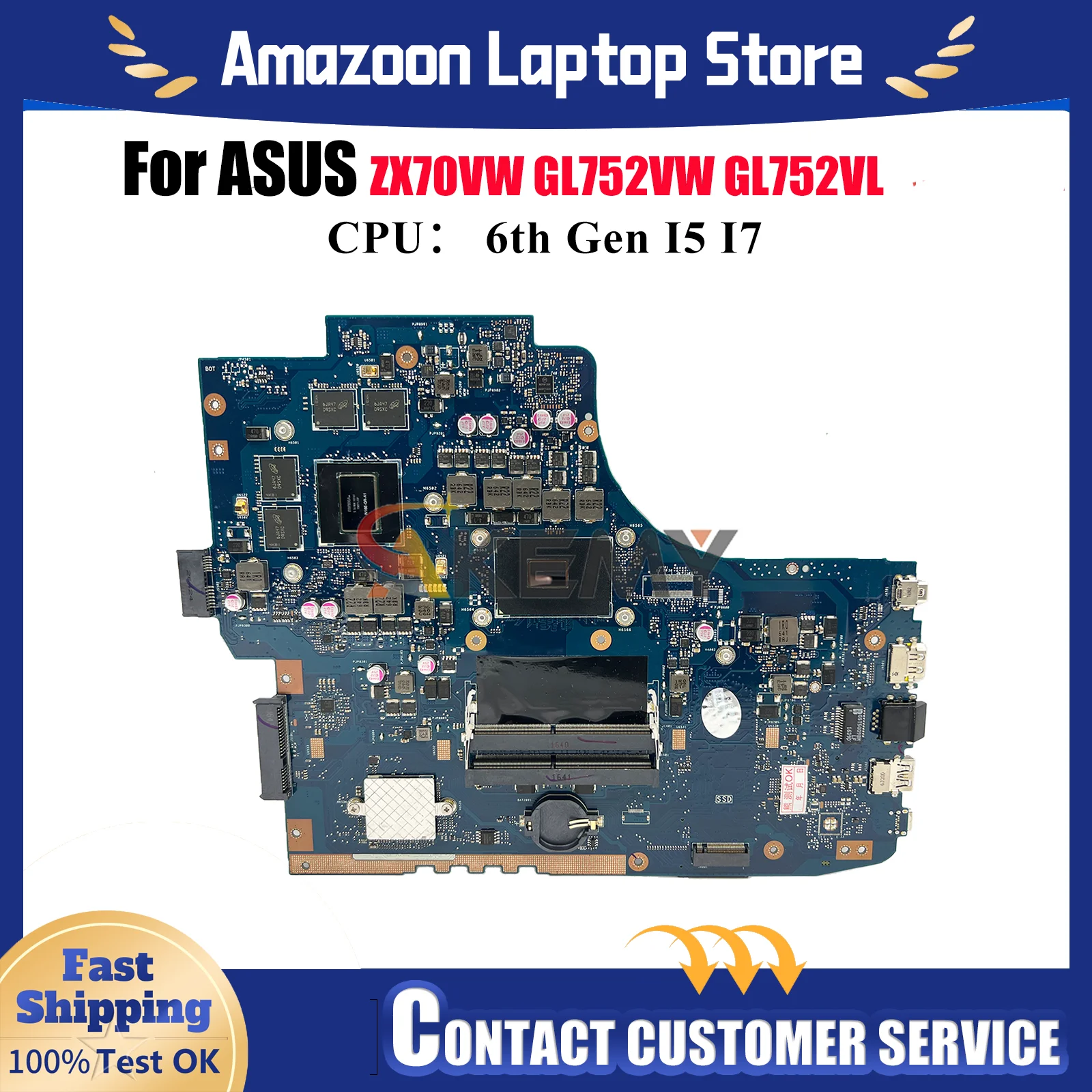 

GL752VL Материнская плата для ноутбука ASUS ROG Strix ZX70VW GL752V GL752VW GL752VL Материнская плата для ноутбука с процессором I5 I7 100% тесты OK stk