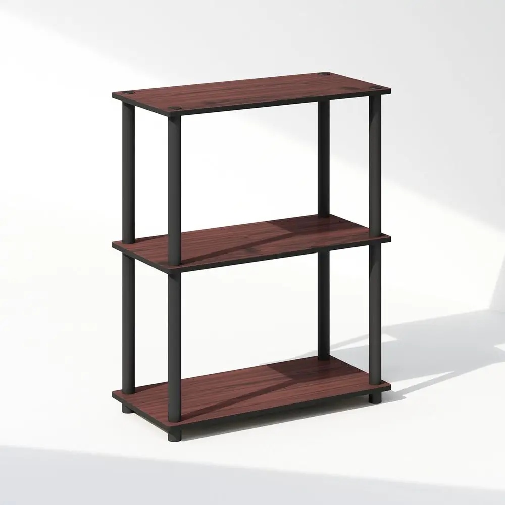 Turn-N-Tube 3-Tier Bookshelf, Compact Display Rack, 11.6 x 23.6 x 29.6, for Living Room, Bedroom, Home Office, Cherry