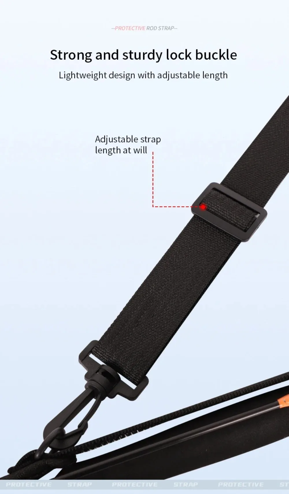 58-140cm Verdickter Rutschfester Hochelastischer Tragbarer Angelruten-Schutzbezug mit Gurt und Schnurhalterung – Detail 8