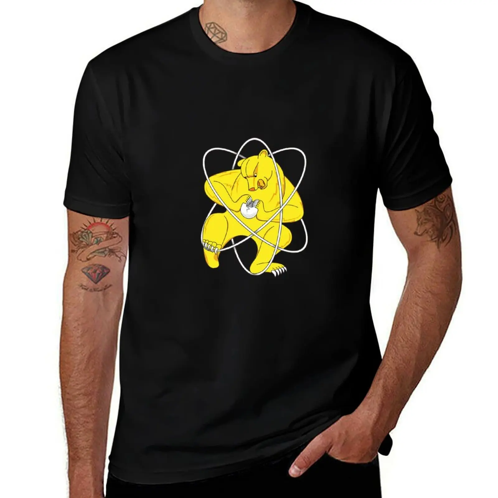 Zheleznogorsk flag, Bear cleaving atom T-Shirt Work Wear Breathable Tee