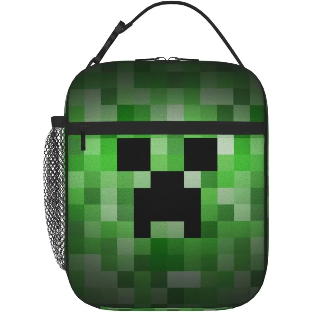 Pixel Game Fiambrera para hombres, mujeres, adultos, niños, bolsa de almuerzo pequeña para el trabajo de oficina, fiambrera portátil reutilizable, bolsa de almuerzo de talla única