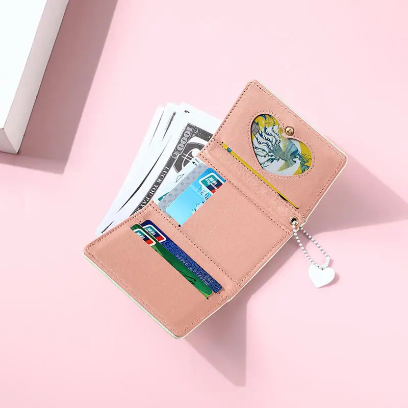レディース財布は無地が好き ドーパミン 韓国ファッション 多用途 かわいい＆甘い ショートコインウォレット コンパクトカードバッグ 女の子用
