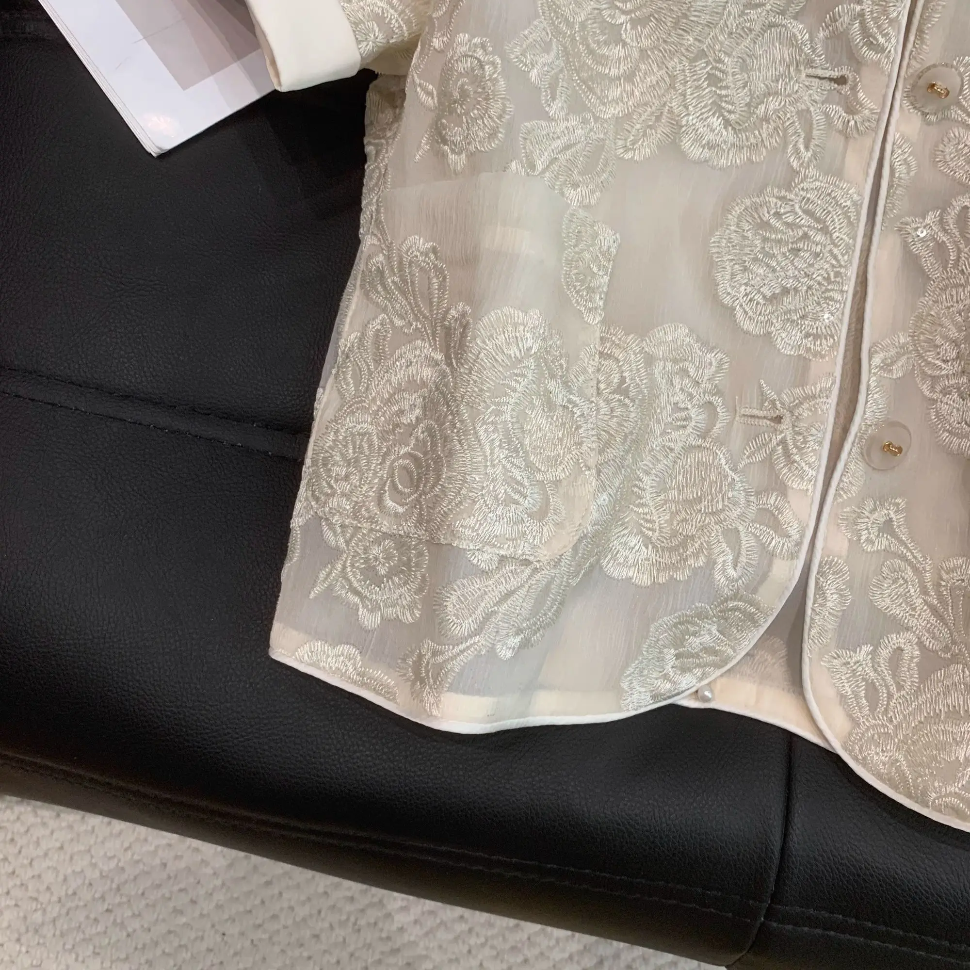 Camicette retrò ricamate Camicie larghe a maniche corte jacquard da donna Top vintage in stile etnico cinese