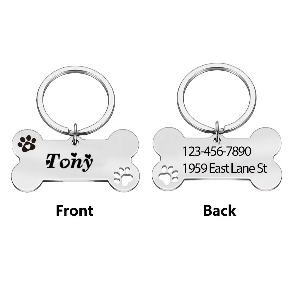 1 pc hot sale Times New Romance Custom Text Laser Engraving Dog Tag Personalized Pet ID Tag For Dog