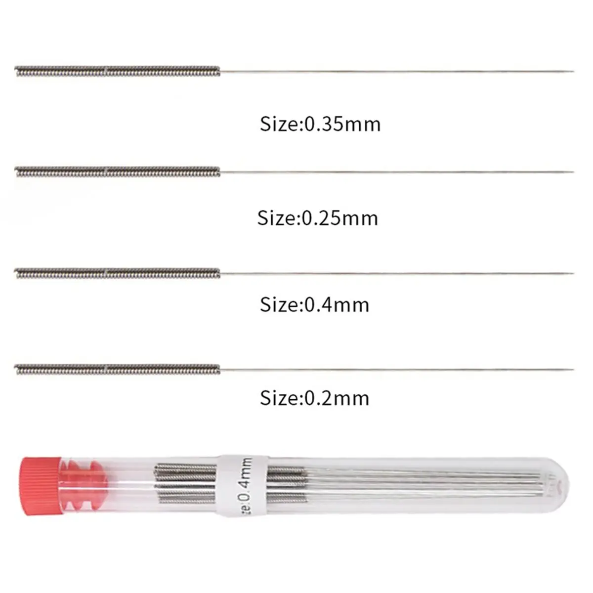 (B63C) 50 Piece 3D Printer Nozzle Cleaning Kit with Stainless Steel Needles, Multiple Sizes (0.2-0.4mm)