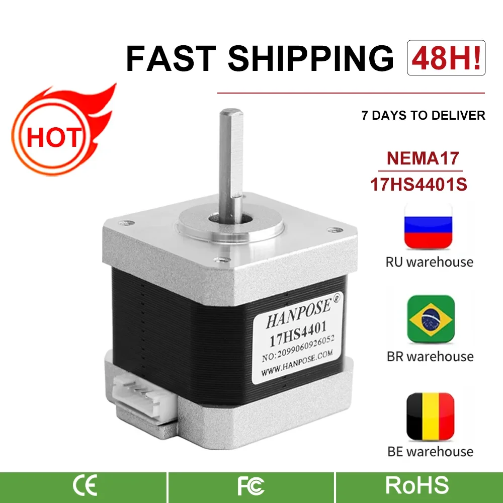 HANPOSE Height 4-lead 42 torque motor 40N.CM 1.5A  10CPS 17HS4401 for 3D printer and CNC XYZ  Nema17 Stepper Motor