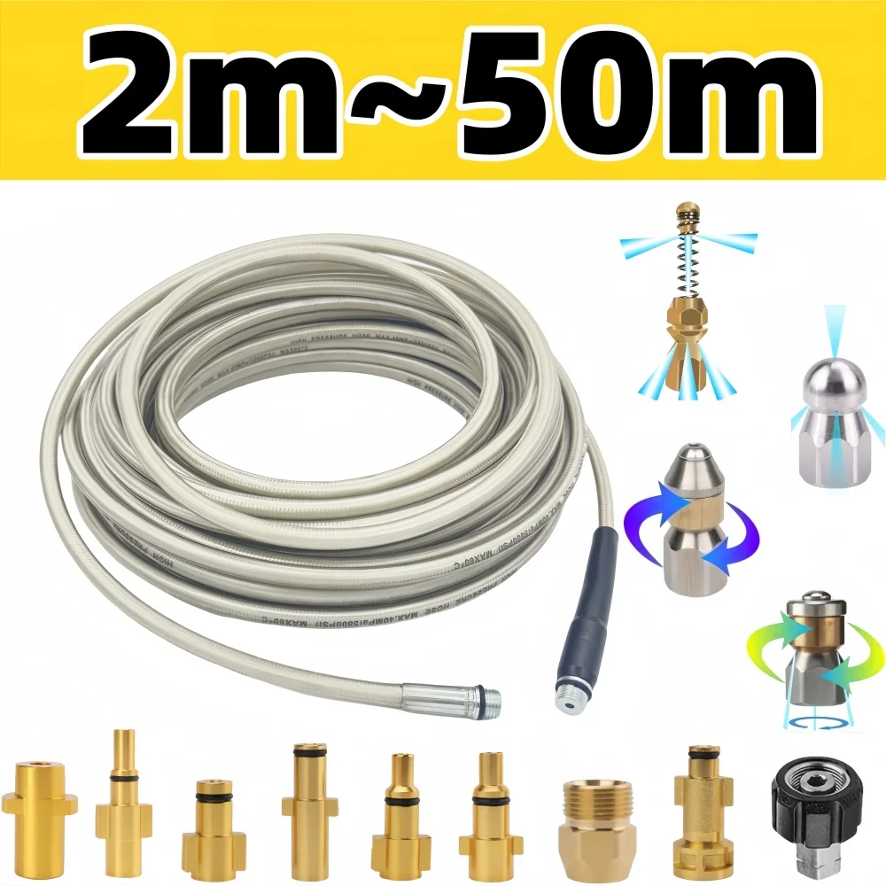 

2~50m Sewer Drain Water Cleaning Hose High Pressure Hose Sewer Kit Sewage Cleaning Nozzle For Karcher Huter Nilfisk Bosch Lavor