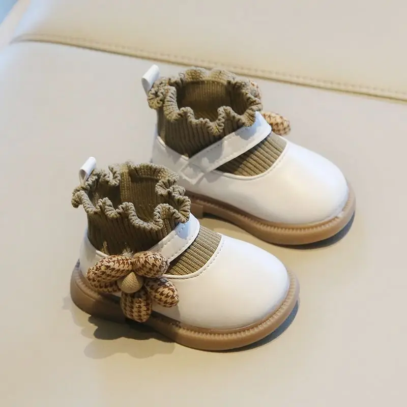 Baby Kids Winter Boots 2025 New Korean Style Toddler Princess Short Boots Non slip Soft Sole Calfskin Footwear for Girls