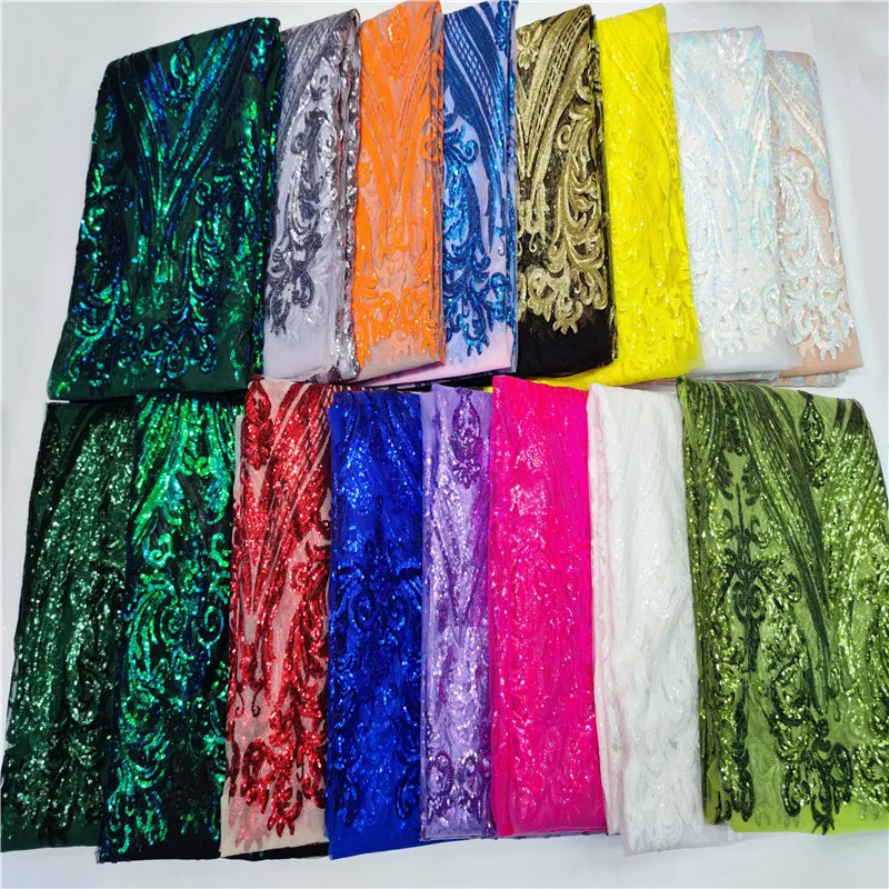 African Lace Fabric 2022 High Quality Lace Nigerian Sequin Lace Fabric French Milk Silk Fabric For Wedding Dress Y99-18