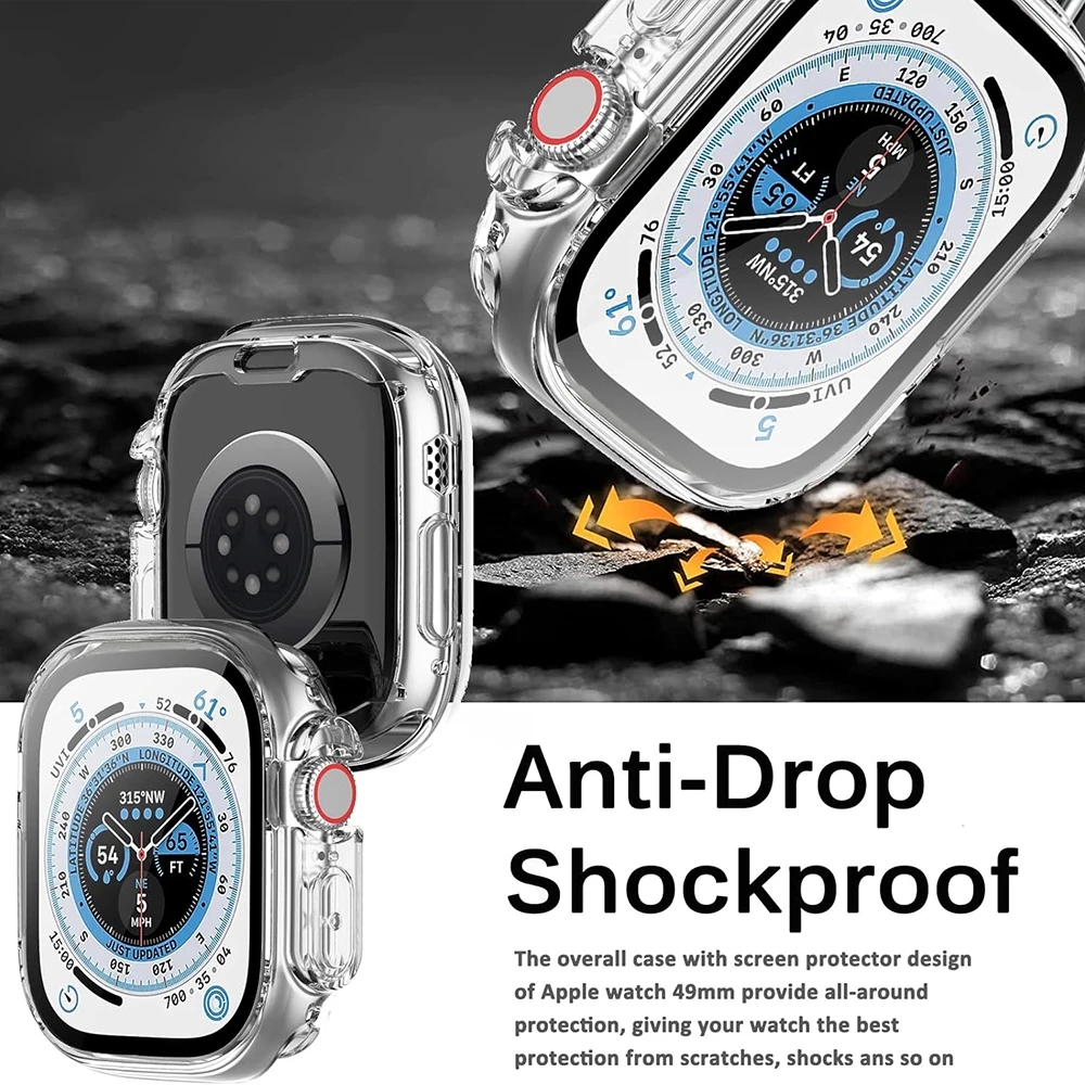 Transparent Case for Apple Watch ultra 49mm All-around TPU Clear Protector Bumper Series Ultra 1 2 49mm Silicone Cover