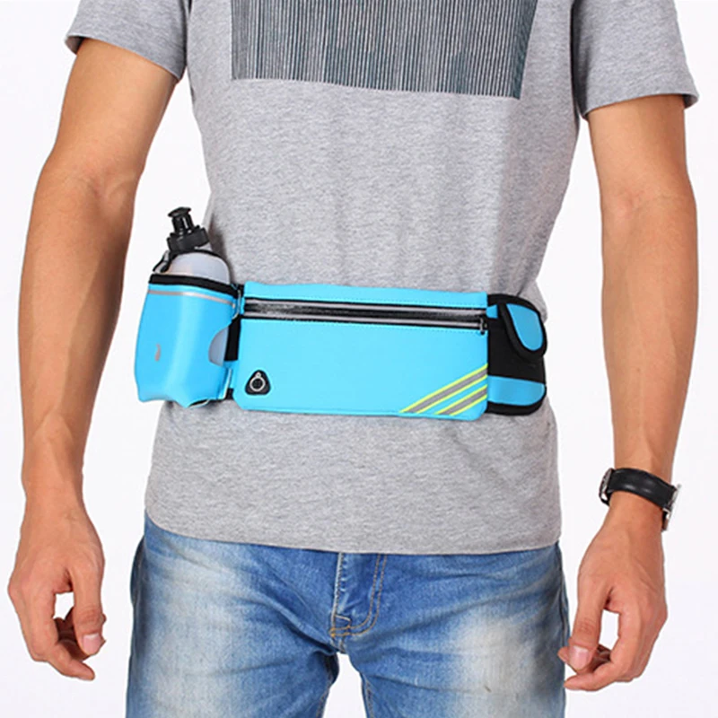 1 Pc Hydration Running Belt Fanny Waist Pack Sports Fitness Bag+Water Bottles SET Elastic Waist Strap Sports Item Storage Waist
