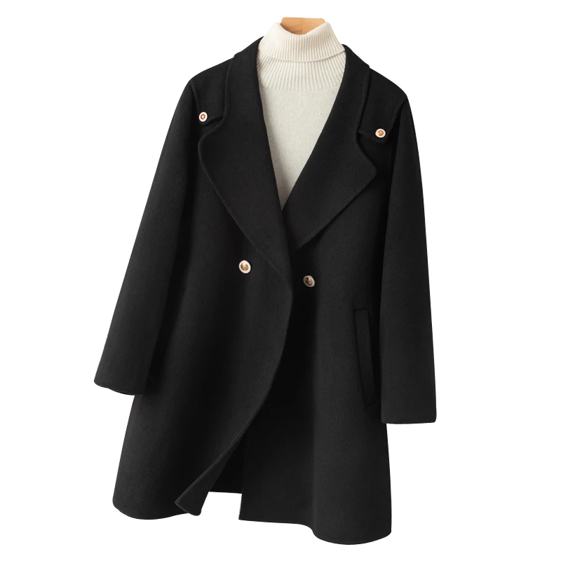 CAIXINGLE 2024 Fashion Trendy Women's Coat Spring, Autumn and Winter Mid-Length Wool Overcoat Loose Casual Korean Style Top