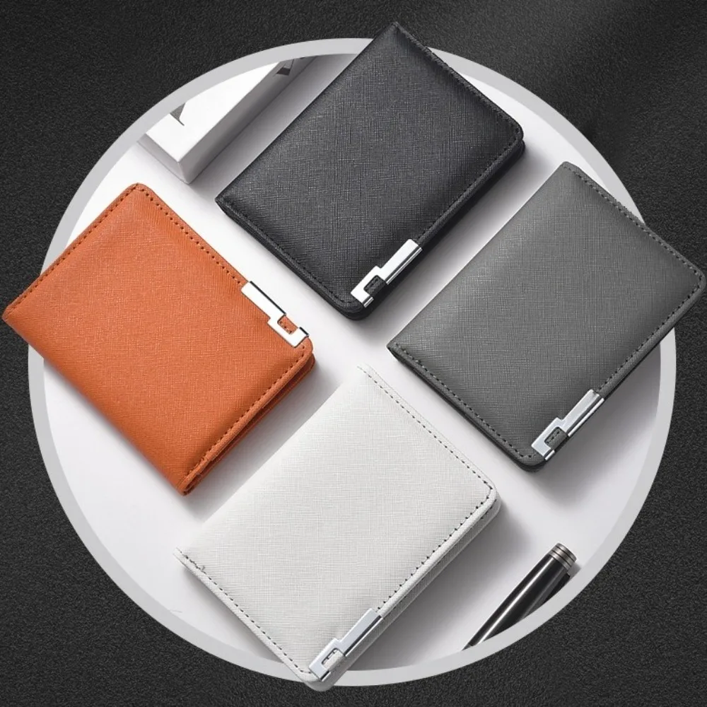 

Soft PU Men's Short Wallet Fold Ultra-thin Male Leather Purse Cash Bag Solid Color Card Holder Shopping