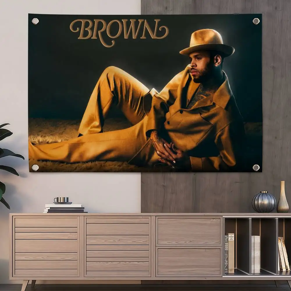 Bandera Decorativa Singer C-Chris Brown de 150x200cm 60x90cm para Exteriores, Picnic, Fiesta, Hogar, Camping, Arte, Pancarta Colgante