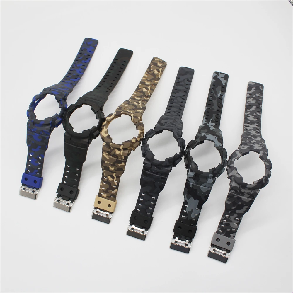 Camouflage Integrated set Bezel and Strap for Casio G-SHOCK GA100 GA110 GA120 GA14 Watchband Waterproof Watch Band