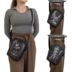 Gothic Sad Fallen Angel Wing Print Crossbady Bag Fantasy Skull Girl Women Book Bags Key Phone Holder Portable Messenger Bag Gift