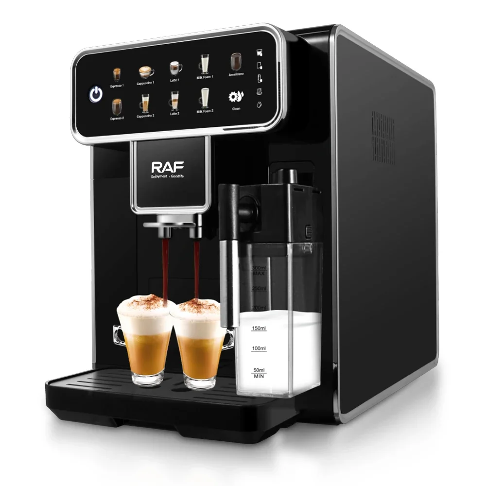 RAF-Cafetera Inteligente totalmente automática, máquina de café expreso, capuchino, Latte, con tanque de leche