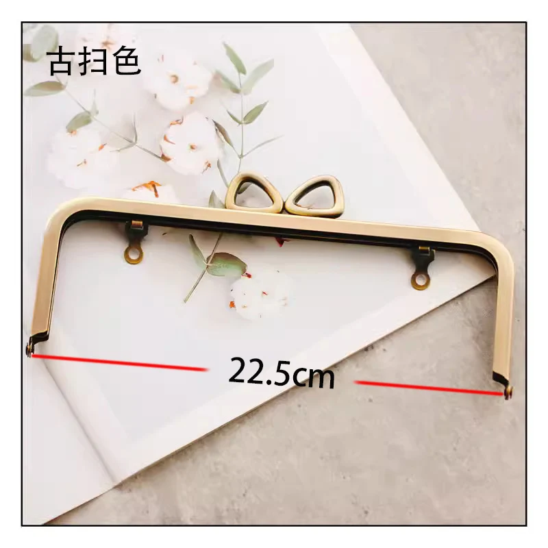 1Pc Deepeel 22.5cm Bownot Metal Bag Handle Purse Frame Square Smooth Kiss Clasp Screw Mouth Gold Bracket Bags Accessories